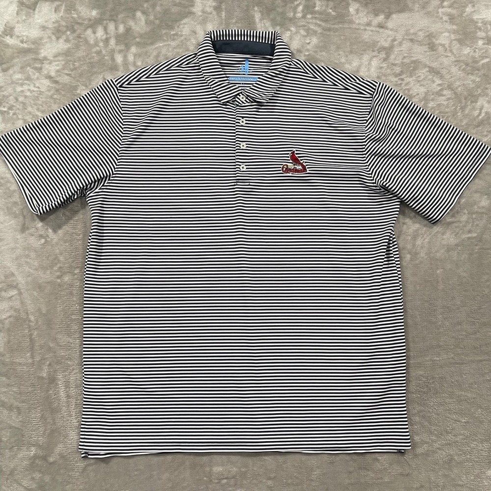 Johnnie O Prep Formance Shirt Mens XL St Louis Cardinals MLB Striped
